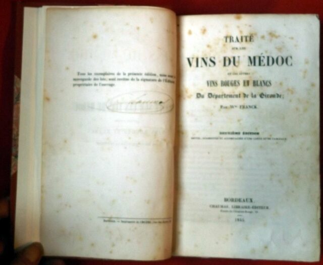FRANCK, William   -   FAURE, M.  : « Traité sur les vins du Médoc et les autres vins rouges....." – Image 6