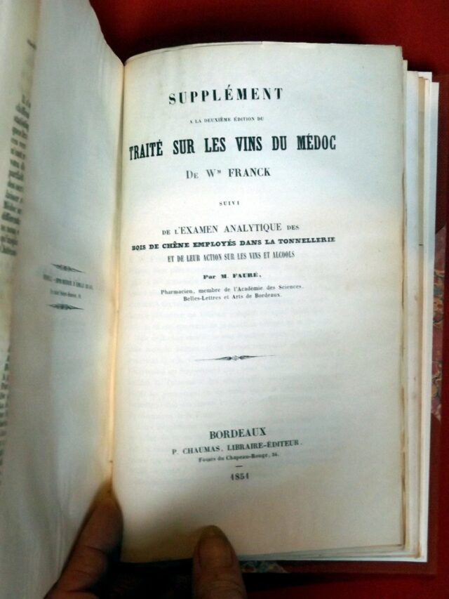 FRANCK, William   -   FAURE, M.  : « Traité sur les vins du Médoc et les autres vins rouges....." – Image 4