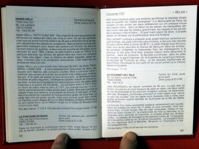 ESCAIG -LEFEVRE : «La petite bible des hôtels et restaurants parisiens. Edition 1984. » – Image 2