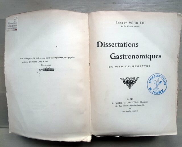 VERDIER, Ernest : « Dissertations gastronomiques, suivies de recettes. »  – Image 2
