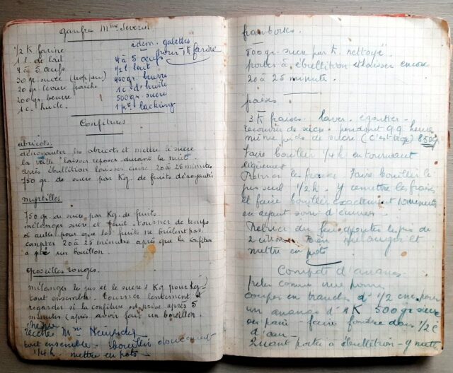 ANONYME : « Carnet de recettes de cuisine en 1956. »
