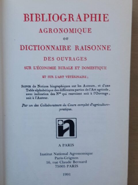 bibliographie agronomique